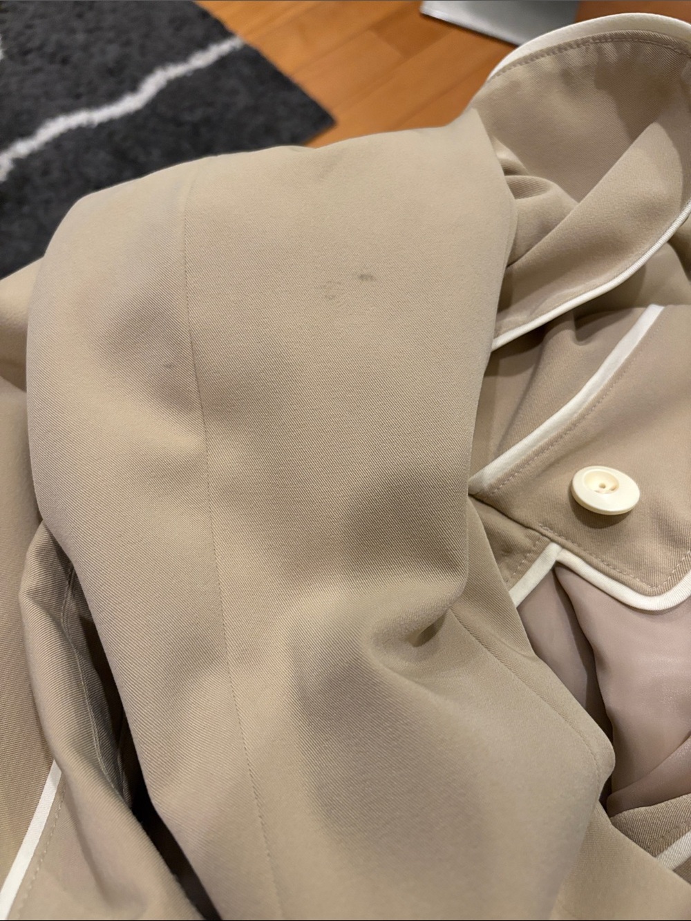 Harve Benard Beige Trench Coat with Cream Piping - Picture 8 of 9
